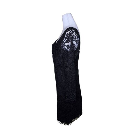 Vintage 90s Moda Intl Body Con Lace Cocktail Dress Womens S Black - Picture 4 of 6